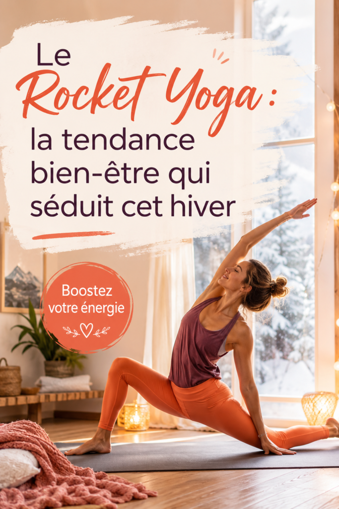 Femme pratiquant le Rocket Yoga en plein air, affichant une posture équilibrée et sereine pour le bien-être.