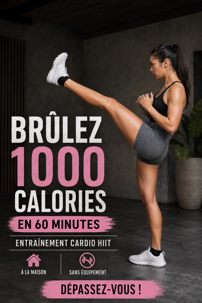 Femme s'entraînant à domicile avec un workout HIIT