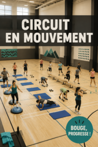 Femme s'entraînant dans un circuit d'exercices dynamiques en groupe