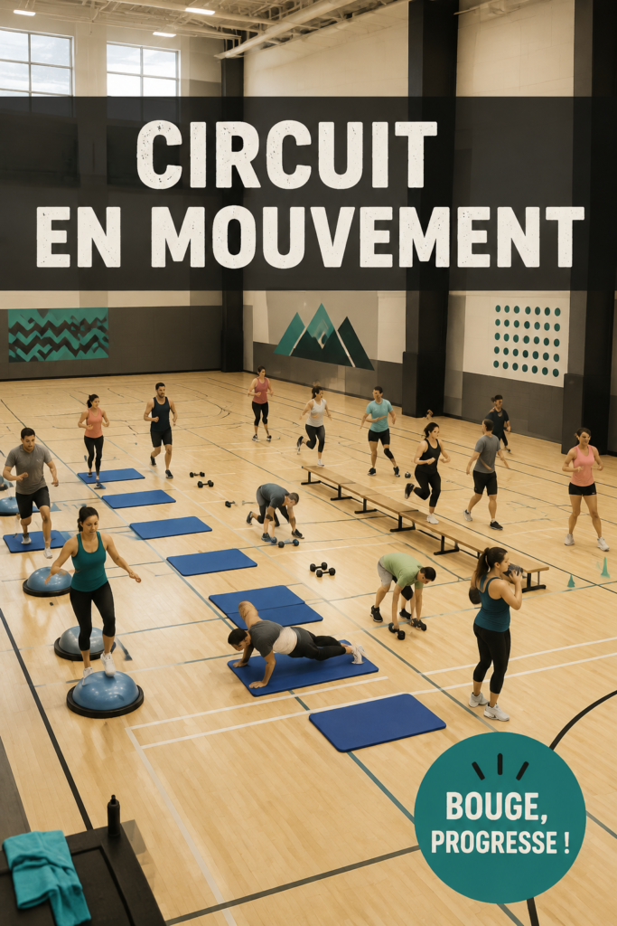 Femme s'entraînant dans un circuit d'exercices dynamiques en groupe