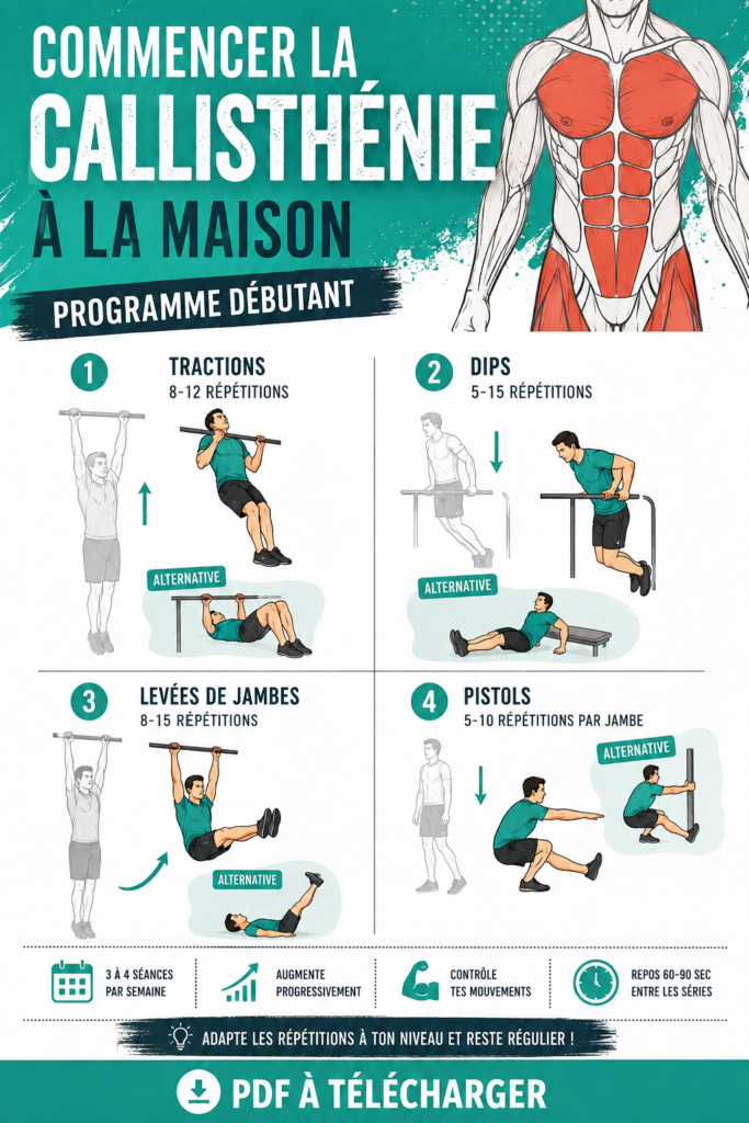 Femme pratiquant la callisthénie à la maison sur un tapis
