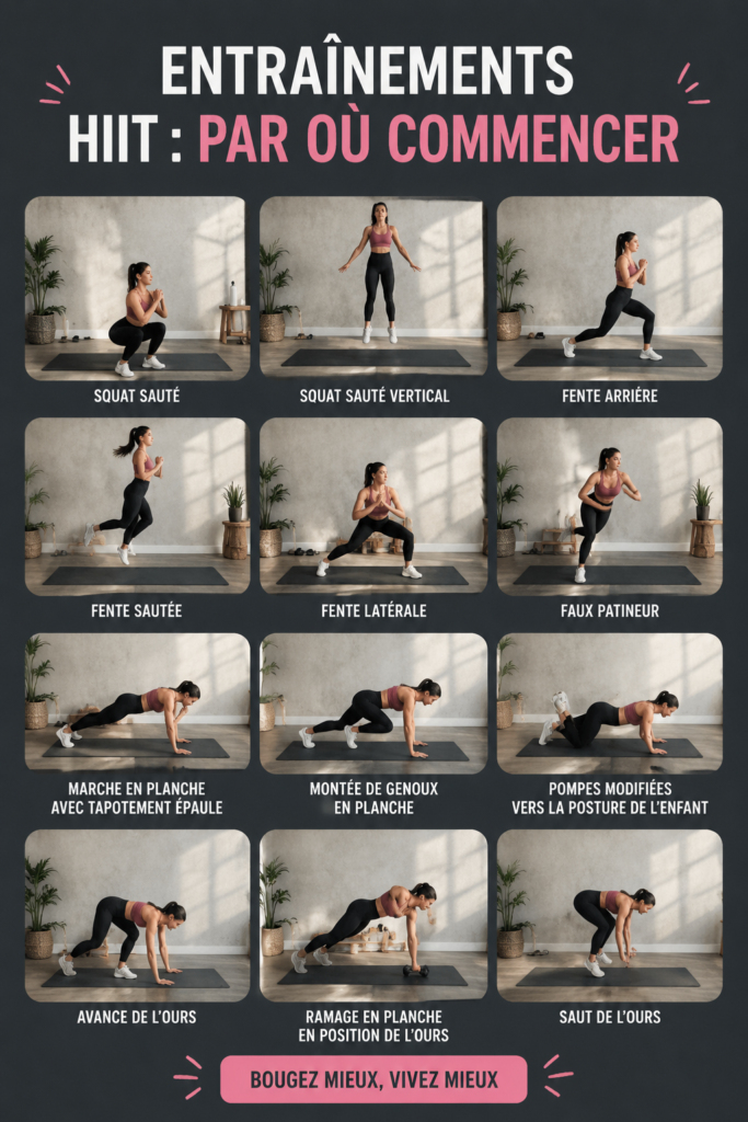 Femme réalisant des exercices de HIIT à la maison pour rester en forme.