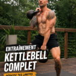 Femme faisant un entraînement complet au kettlebell dans un parc