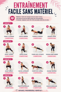 Femme souriante faisant des exercices de fitness à domicile sans matériel