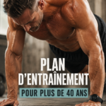Femme de plus de 40 ans en train de suivre un programme d'entraînement à la maison.
