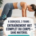 Femme en pleine séance d'entraînement HIIT intense à domicile sans matériel