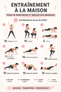 Femme s'entraînant à la maison avec des exercices de musculation