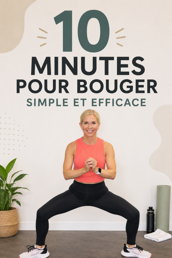 Une femme réalisant un entraînement Tabata de 10 minutes à la maison.