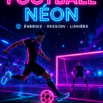 Deux personnes jouant à un jeu de football néon convivial