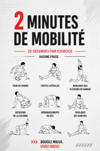 Femme pratiquant un exercice de mobilité à la maison