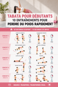 Femme effectuant un entraînement Tabata en extérieur, illustration de fitness et de bien-être.