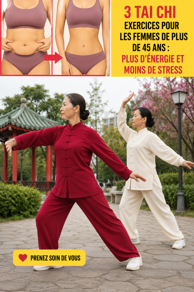 Femme de 50 ans pratiquant le Tai Chi en plein air pour le bien-être