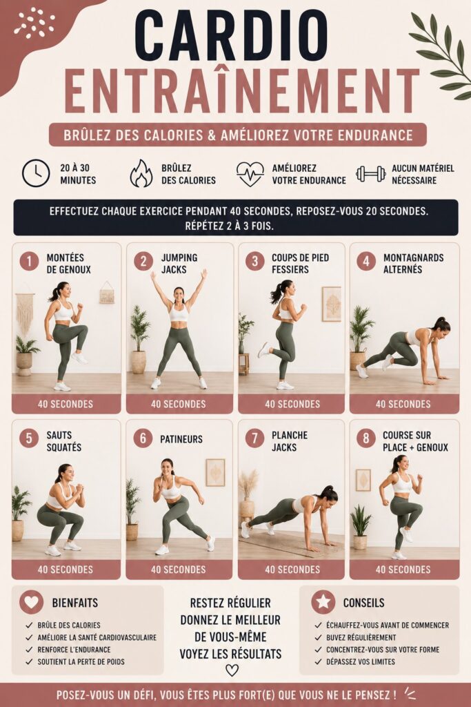Femme s'entraînant au cardio en extérieur, souriante et dynamique.