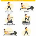 Femme en plein entraînement cardio en extérieur, souriante et énergique.