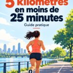 Femme courant sur un chemin, prête pour un 5K sous les 25 minutes.