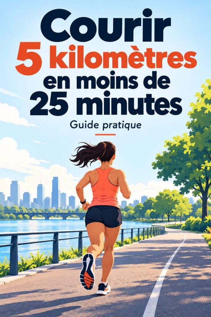 Femme courant sur un chemin, prête pour un 5K sous les 25 minutes.