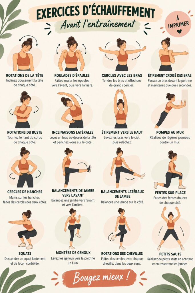 Femme pratiquant des exercices d'échauffement avant de s'entraîner.