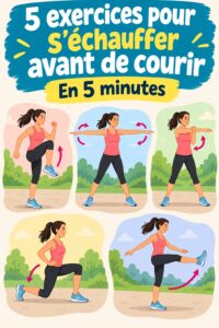 Femme s'échauffant avant une course avec des exercices pratiques.