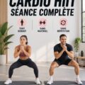 Femme faisant un entraînement cardio HIIT debout dans son salon