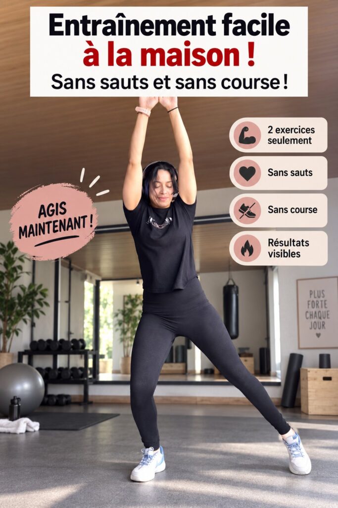 Femme effectuant un entraînement doux à domicile sans sauts