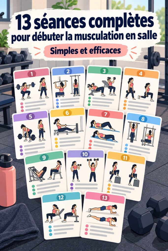 Femme s'entraînant dans une salle de gym avec des équipements divers.