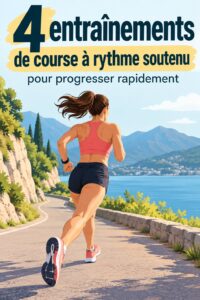 Femme courant avec concentration sur un chemin en plein air, représentant l'entraînement tempo.