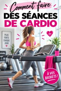 Femme réalisant un entraînement cardio à domicile, illustrant des mouvements dynamiques.