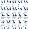 Femme faisant des exercices de fitness sur chaise à la maison, en utilisant un PDF imprimable.