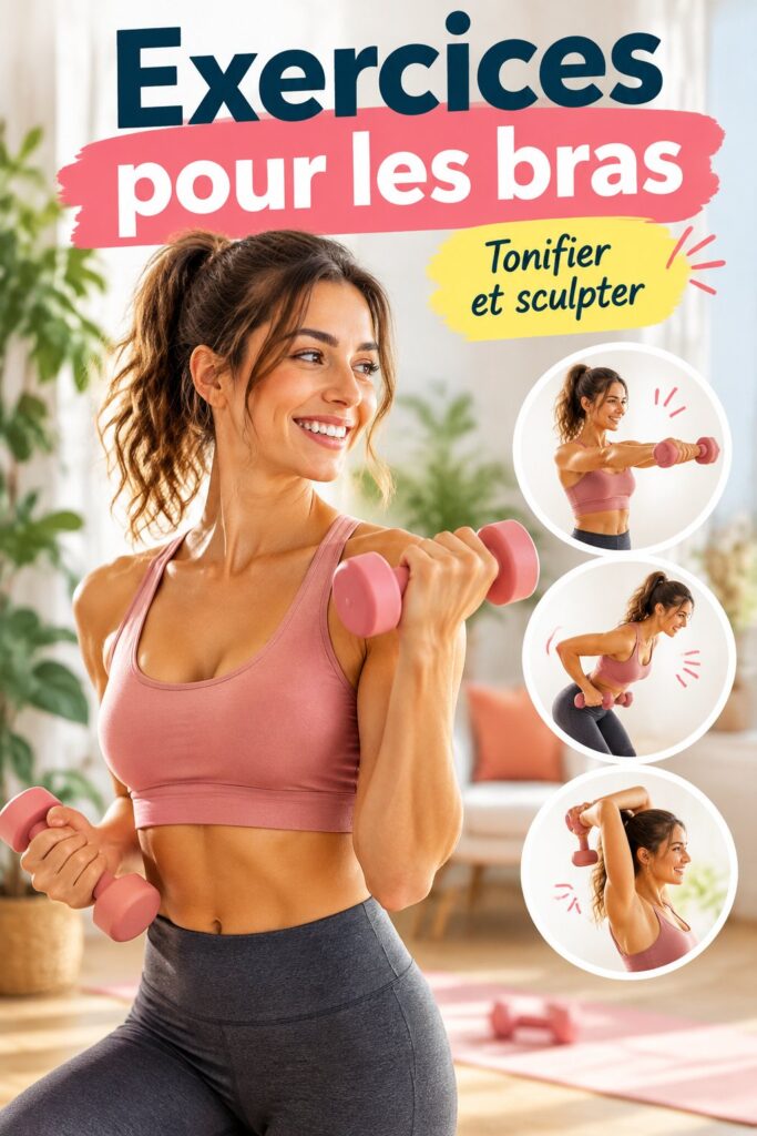 Femme effectuant des exercices de musculation pour renforcer ses bras chez elle.