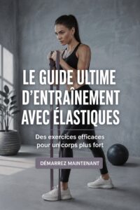 Femme réalisée un exercice avec des bandes de résistance lors d'un entraînement à domicile
