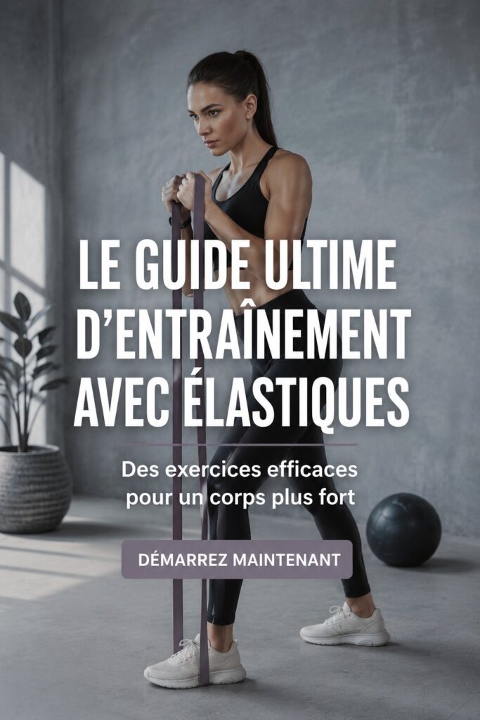 Femme réalisée un exercice avec des bandes de résistance lors d'un entraînement à domicile
