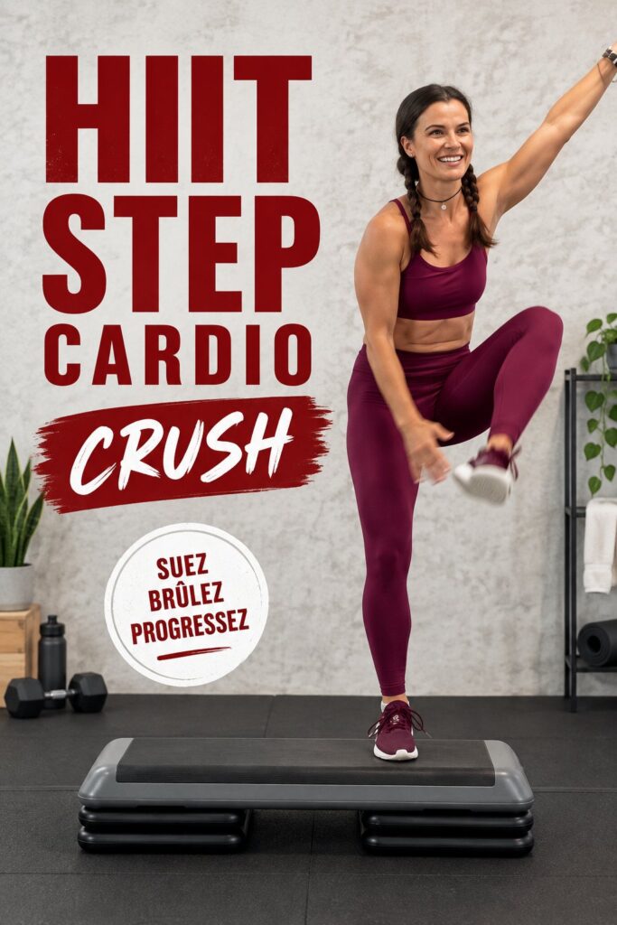 Femme en train de faire un entraînement HIIT à la maison, se concentrant sur sa forme physique.