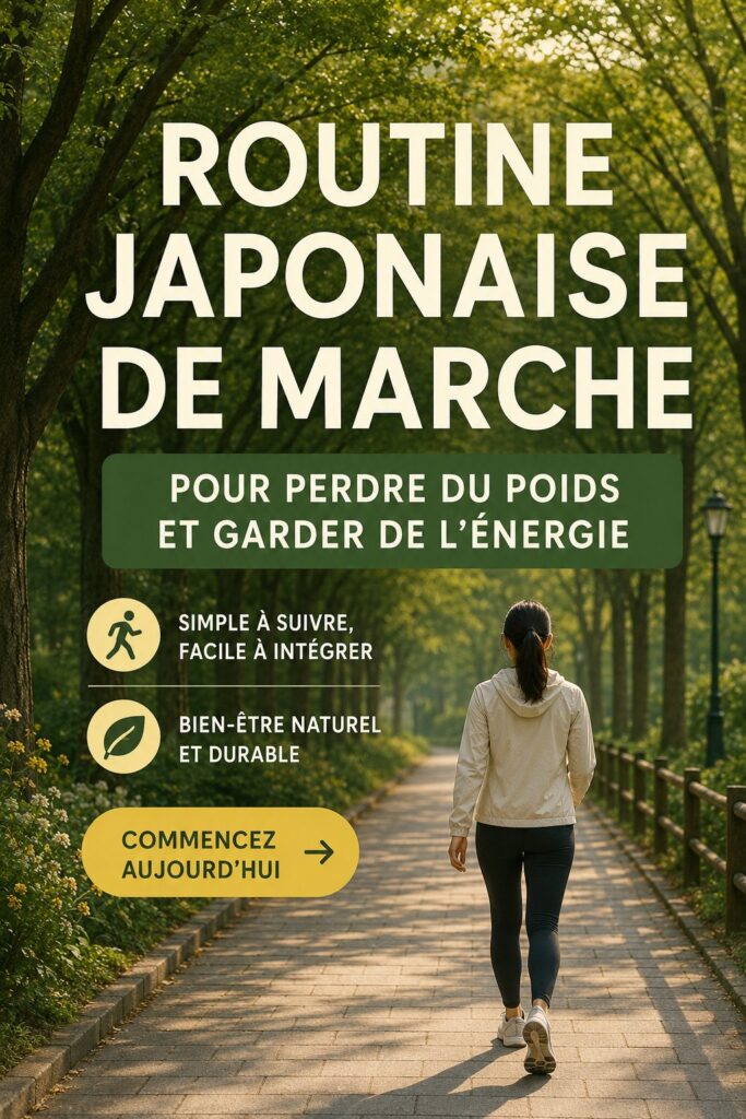 Femme en train de marcher en extérieur, inspirée par une routine de marche japonaise pour santé et énergie.