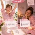 Femme profitant d'une routine matinale apaisante dans un cadre naturel