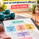Une femme utilisant un tableau de flux pour planifier son entraînement fitness