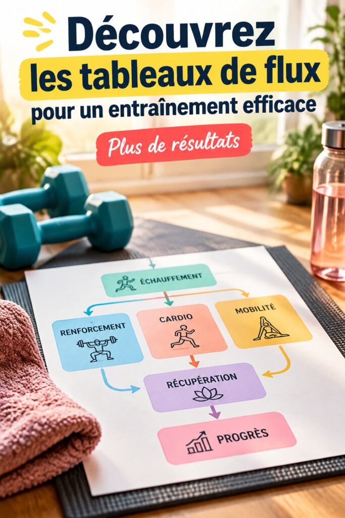 Une femme utilisant un tableau de flux pour planifier son entraînement fitness