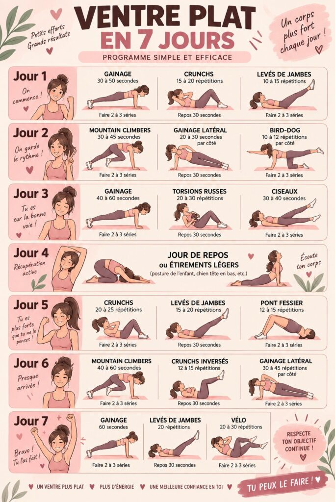 Femme souriante effectuant des exercices de fitness pour un ventre plat