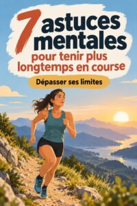 Femme courant dans un parc avec un sourire déterminé, illustrant la force mentale en course.