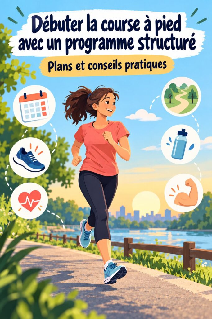Femme courant dans un parc, symbolisant le démarrage de la course à pied.