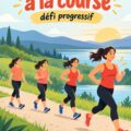 Femme courant dans un parc lors d'un défi de marche à course.
