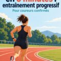 Femme courant sur une piste, visant un mile en 6 minutes. Entraînement fitness et motivation au rendez-vous.