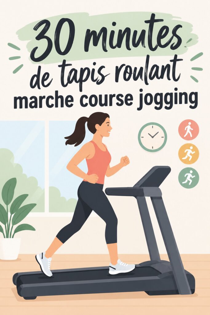 Femme courant sur un tapis roulant pendant 30 minutes
