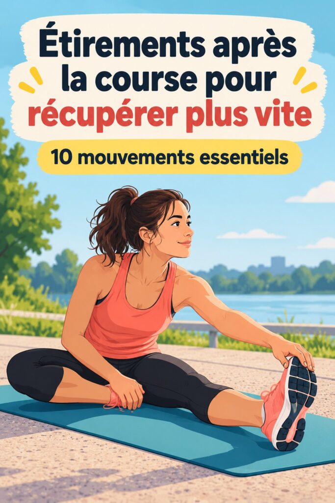 Femme s'étirant après une course en plein air, favorisant la récupération musculaire.