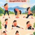 Femme en train d'effectuer des étirements avant une course dans un parc