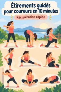 Femme en train d'effectuer des étirements avant une course dans un parc