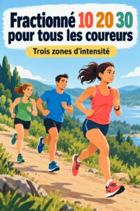 Femme courant joyeusement lors d'un entraînement fractionné 10-20-30 dans le parc