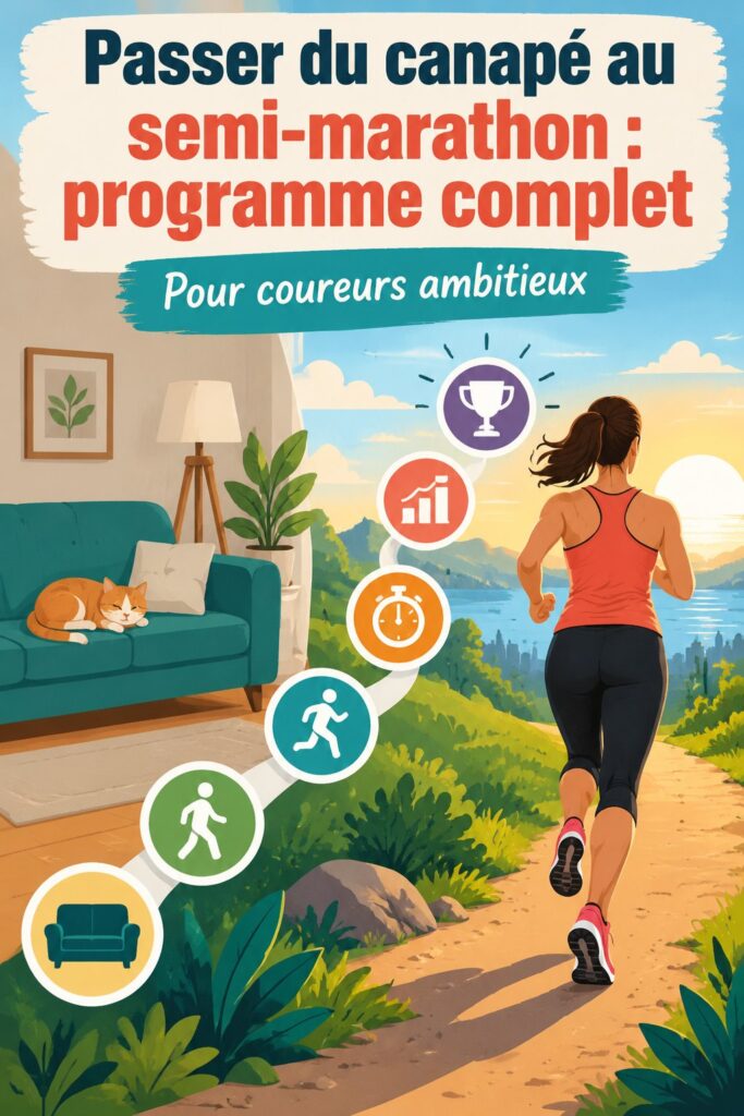 Femme s'entraînant pour un semi-marathon en extérieur