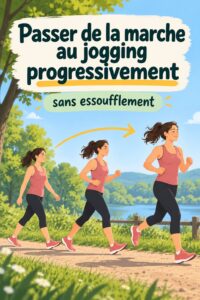 Femme courant dans un parc, symbolisant la transition de la marche au jogging.