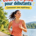 Femme courant dans un parc, souriant et plein d'énergie, illustration d'un programme de course pour débutantes
