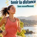 Femme courant dans un parc, appliquant une méthode de respiration efficace